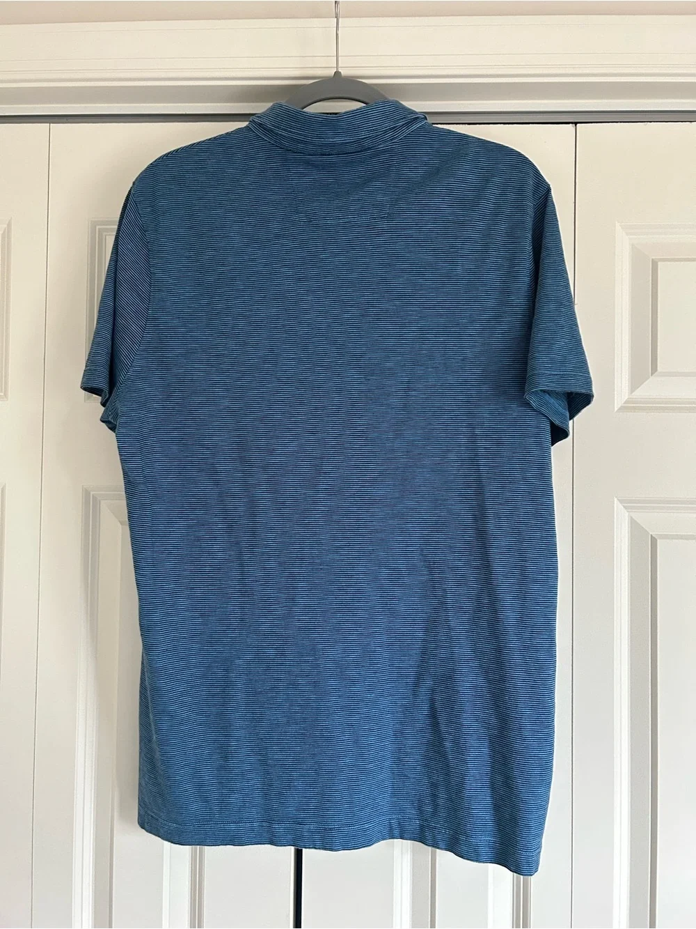 Banana Republic Luxury Touch Standard Fit Blue & Black Striped Polo - Men’s L